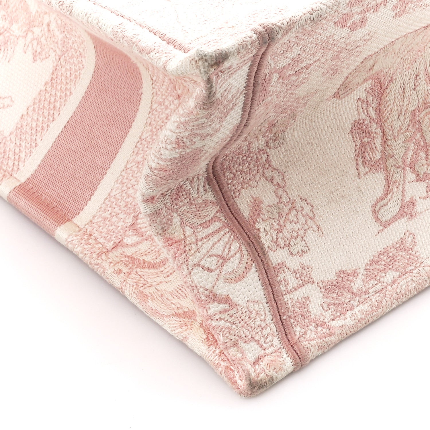 Christian Dior Canvas Embroidered Medium Dioriviera Toile De Jouy Book Tote Rose 9 of 10