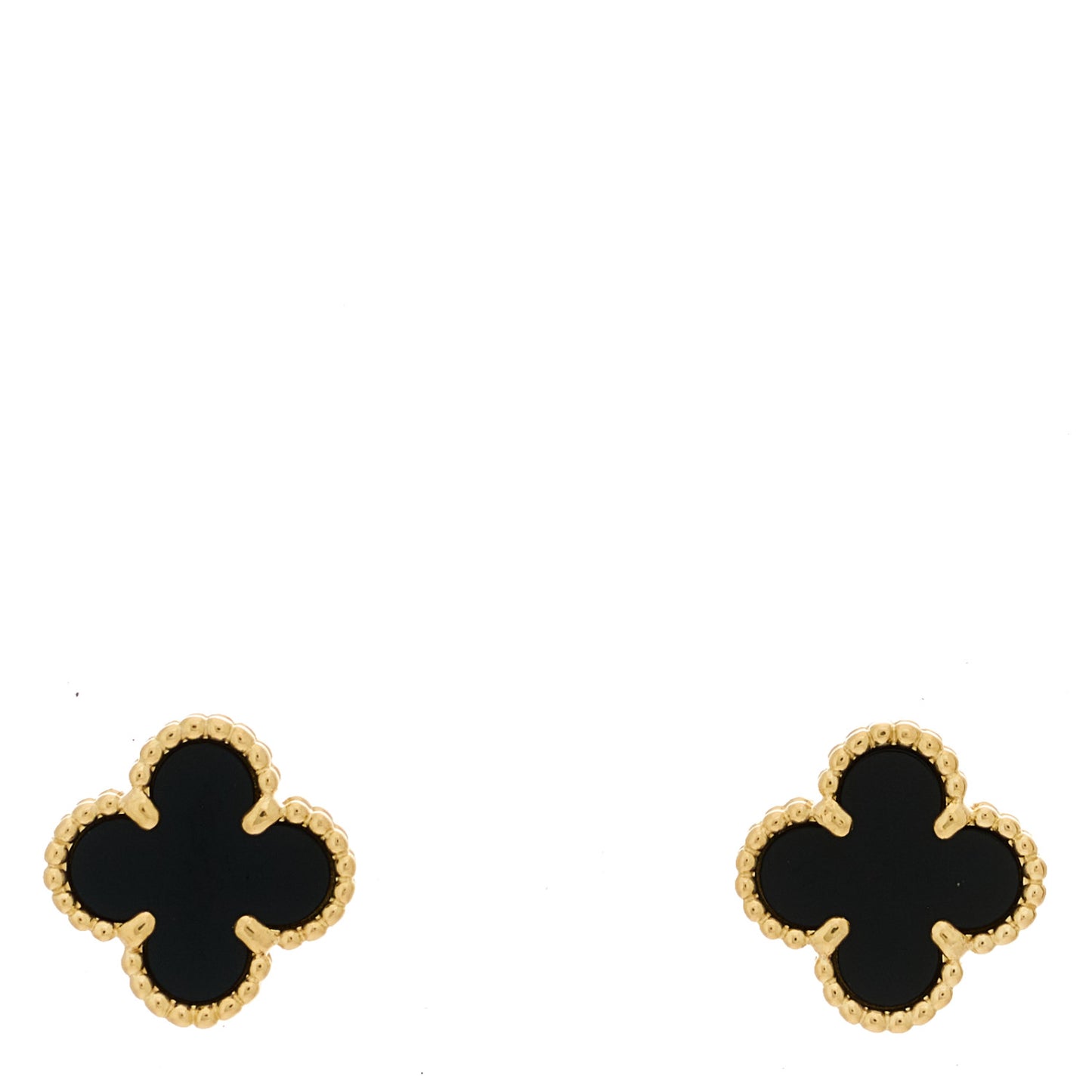18K Yellow Gold Black Onyx Sweet Alhambra Earrings