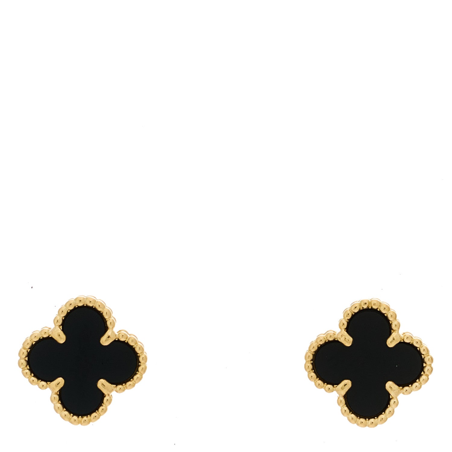 Van Cleef & Arpels 18K Yellow Gold Black Onyx Sweet Alhambra Earrings 1 of 5