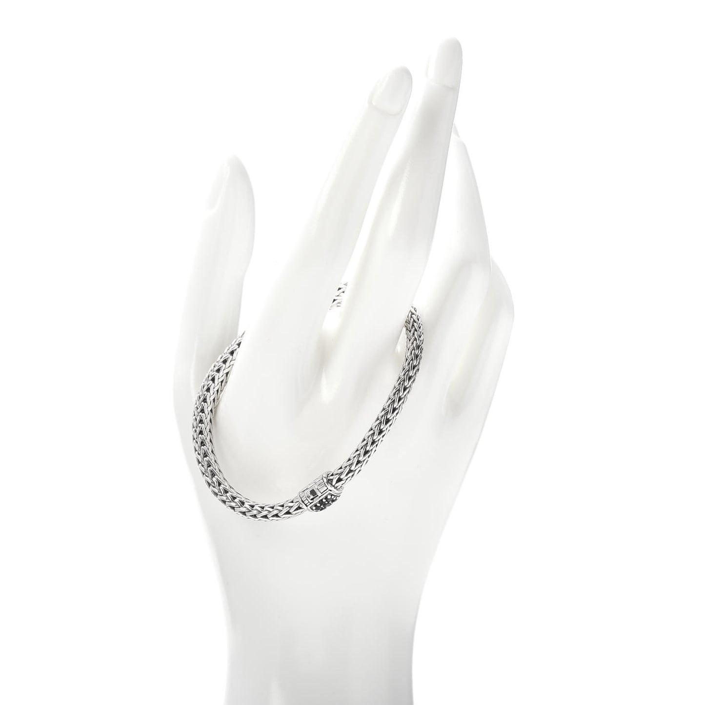 Sterling Silver Black Sapphire 6.5mm Classic Chain Bracelet