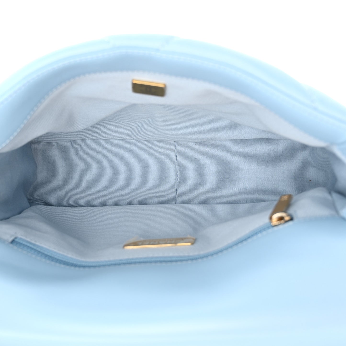 Shiny Lambskin Quilted Medium Chanel 19 Flap Light Blue