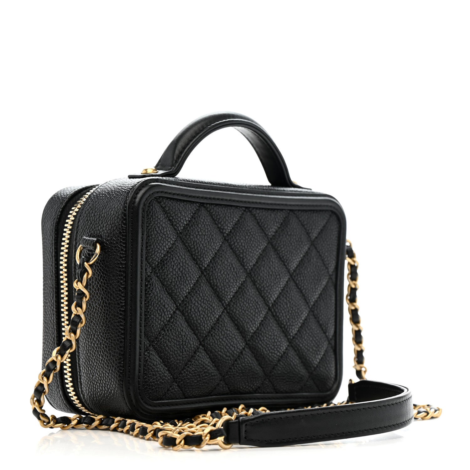 Chanel Caviar Quilted Small CC Filigree Vanity Case Black 3 of 11