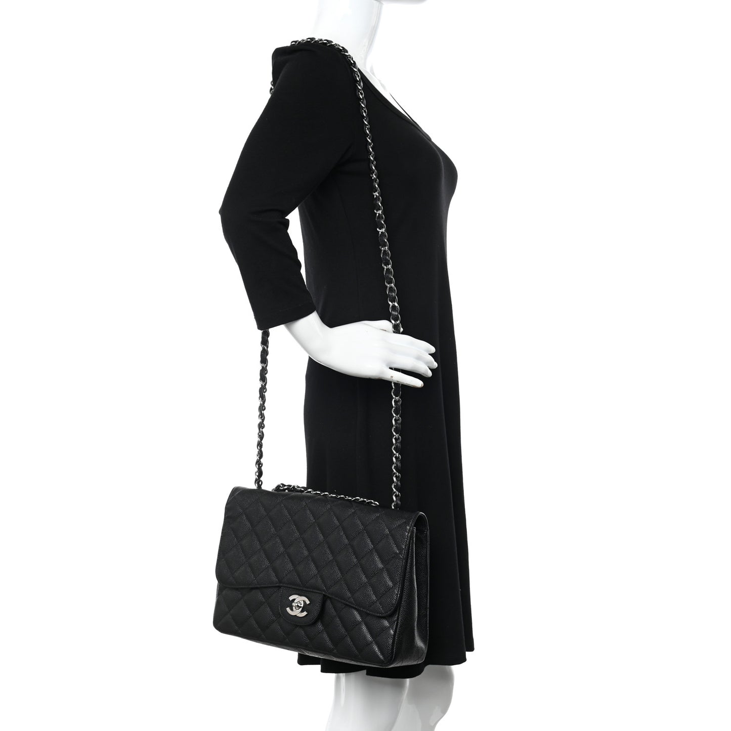 Caviar Quilted Jumbo Single Flap Black