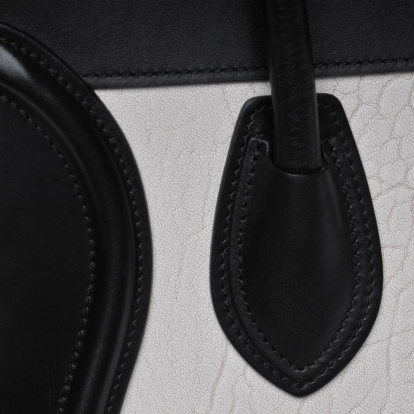 Shrunken Lambskin Micro Bi-Color Luggage Black White