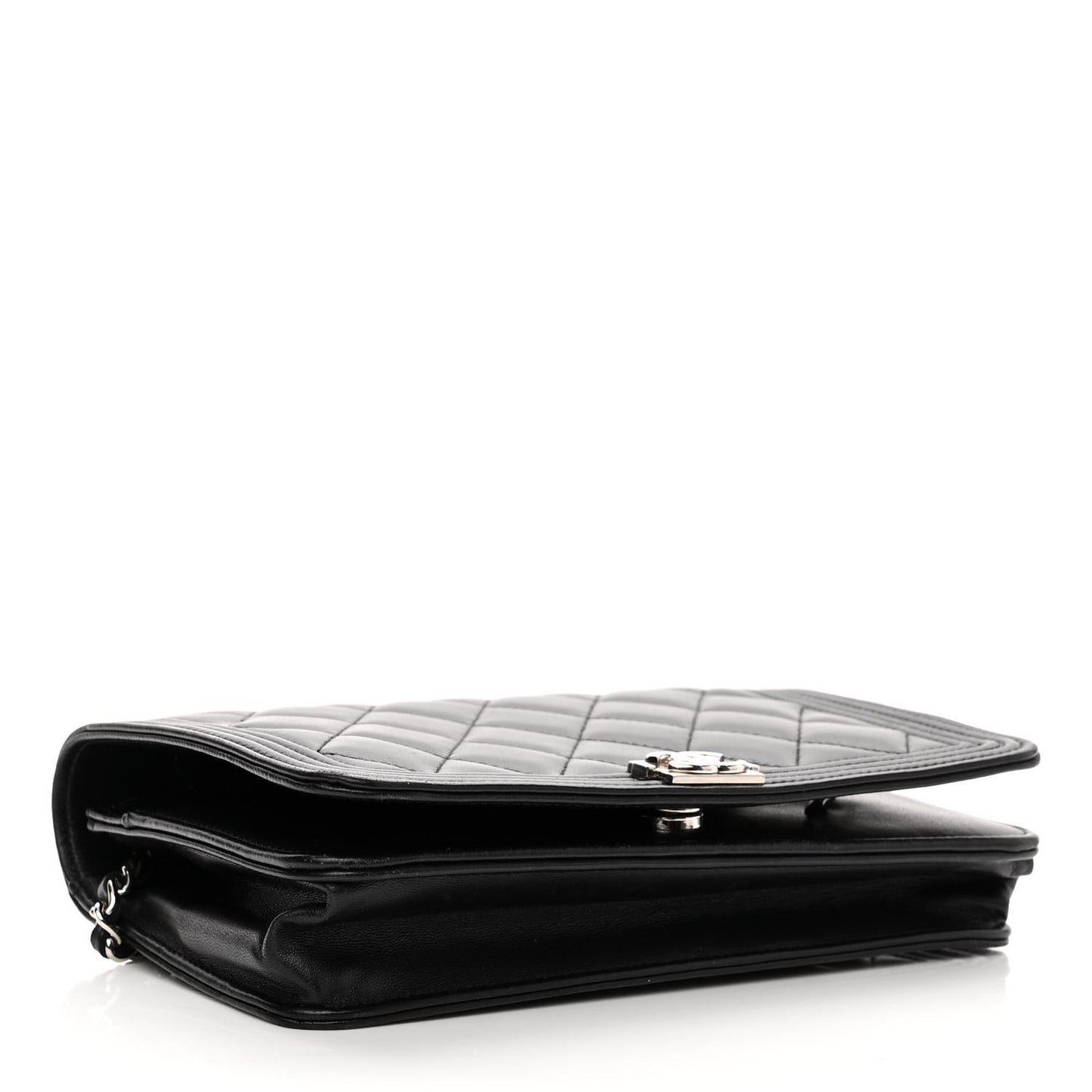 Lambskin Quilted Boy Wallet On Chain WOC Black