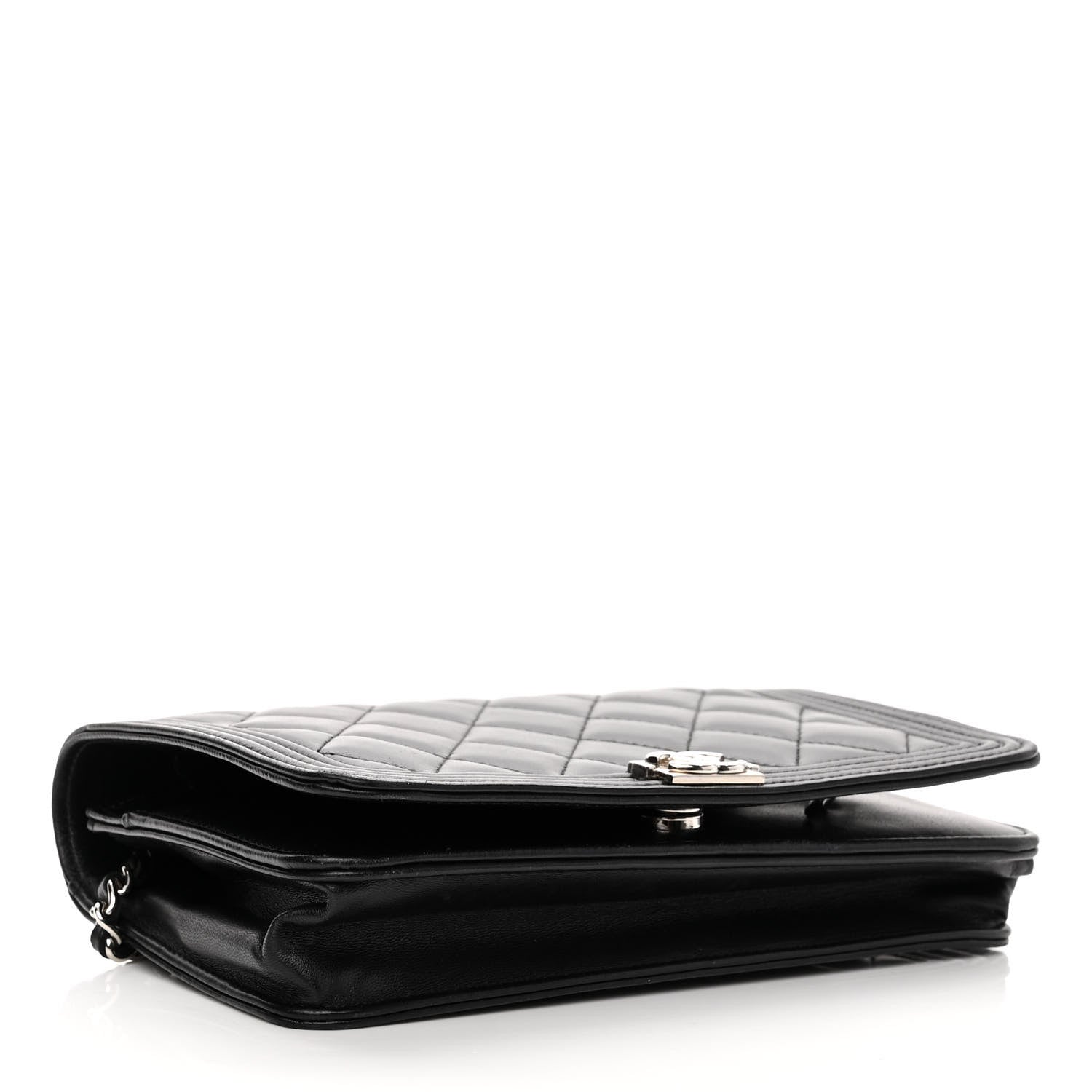 Chanel Lambskin Quilted Boy Wallet On Chain WOC Black 4 of 12