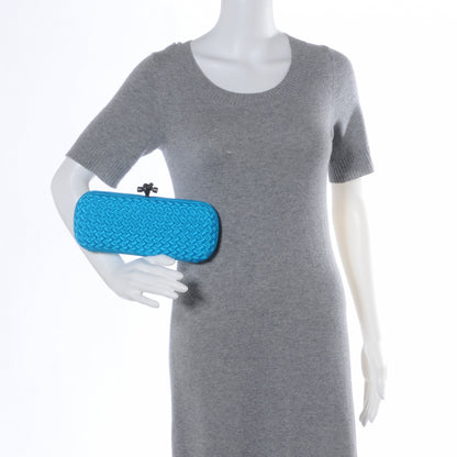 Bottega Veneta Silk Moire Knot Clutch Turquoise 2 of 8