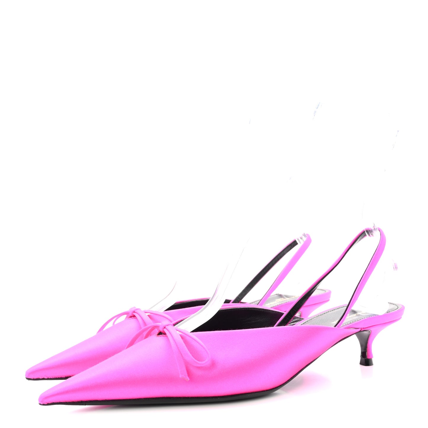 Satin Pointed Toe Knife Slingback 40mm Mules 37.5 Rose Fuchsia
