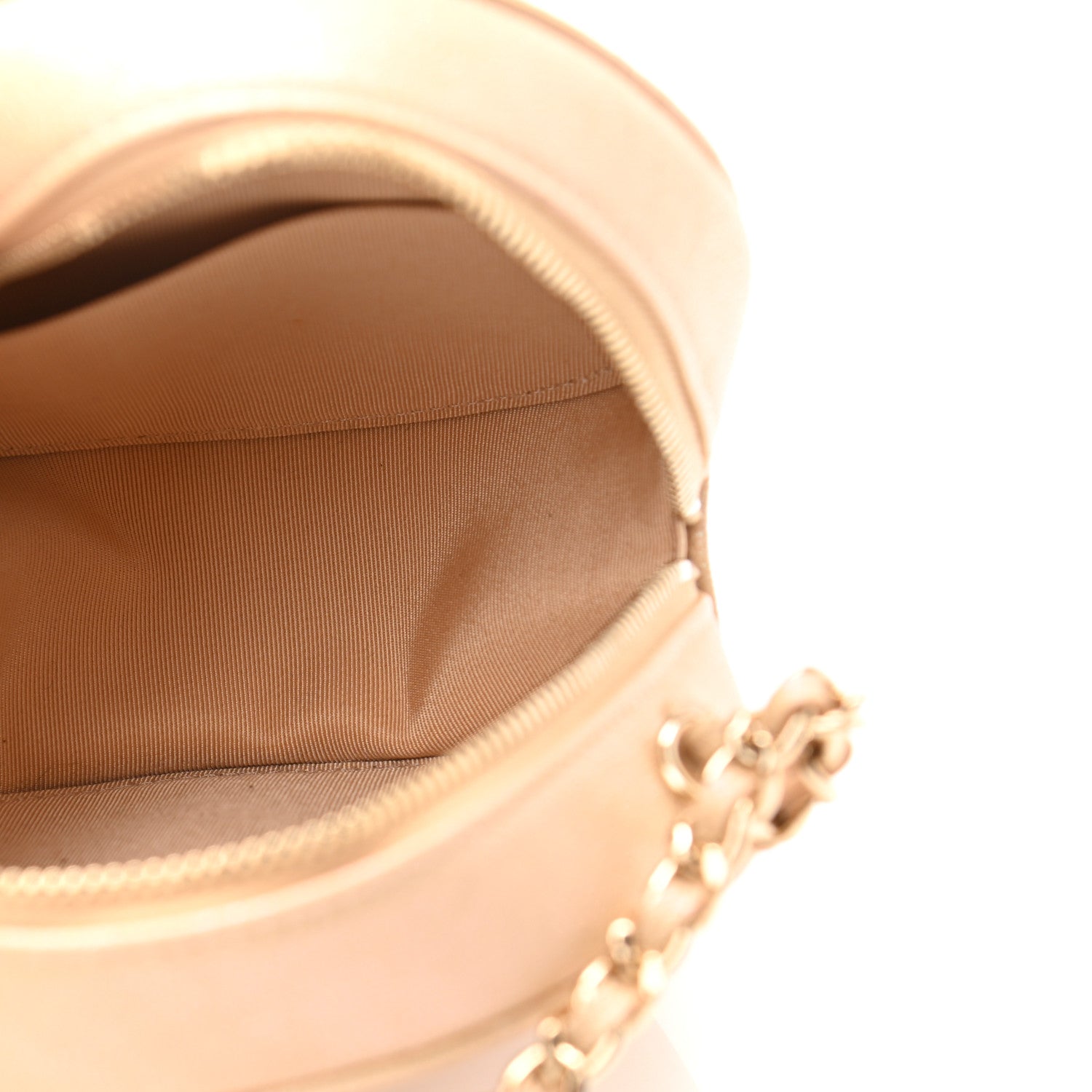 Chanel Iridescent Caviar Quilted Round Clutch With Chain Beige 5 of 11