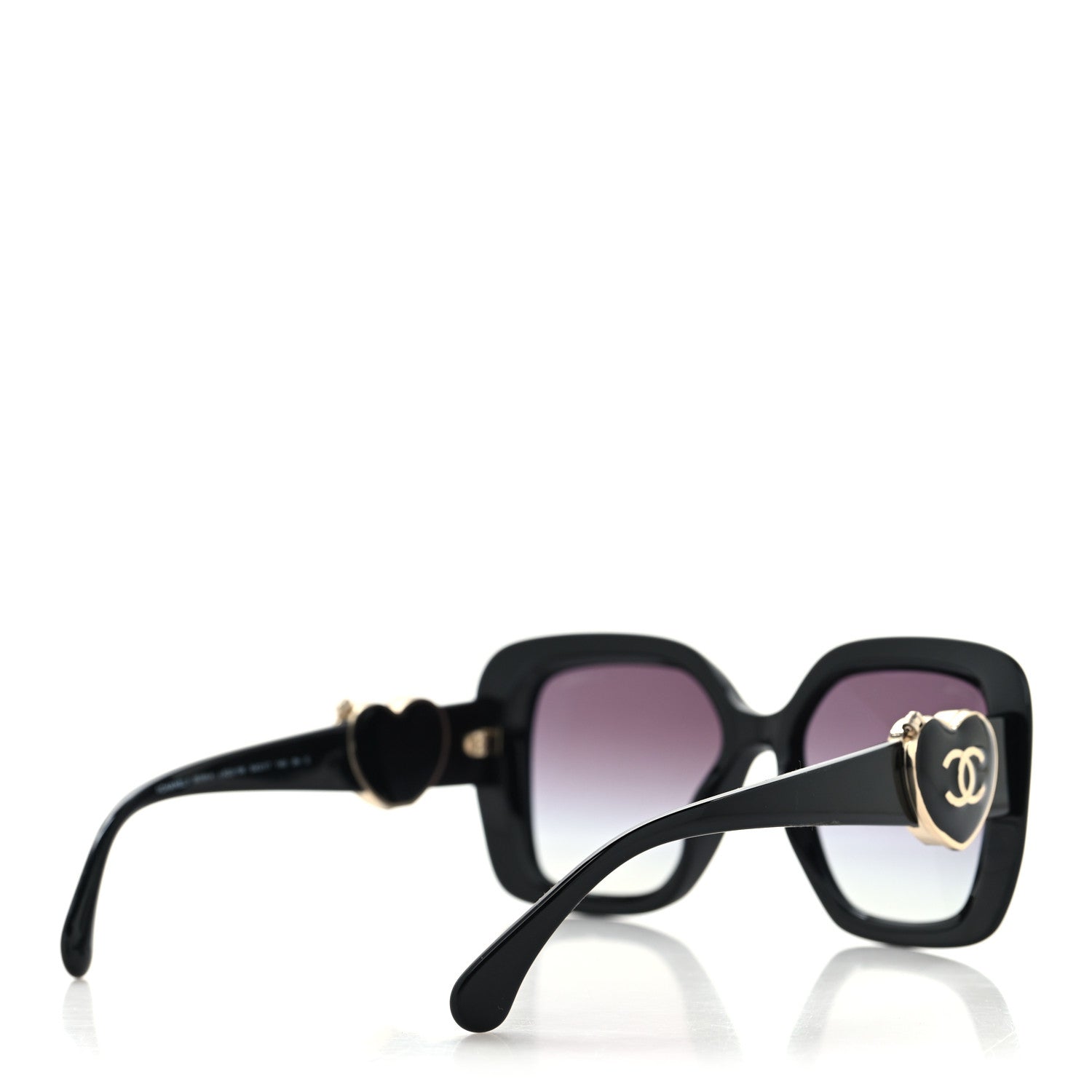 Chanel Acetate Enamel Heart Square Sunglasses 5518-A Black 4 of 8