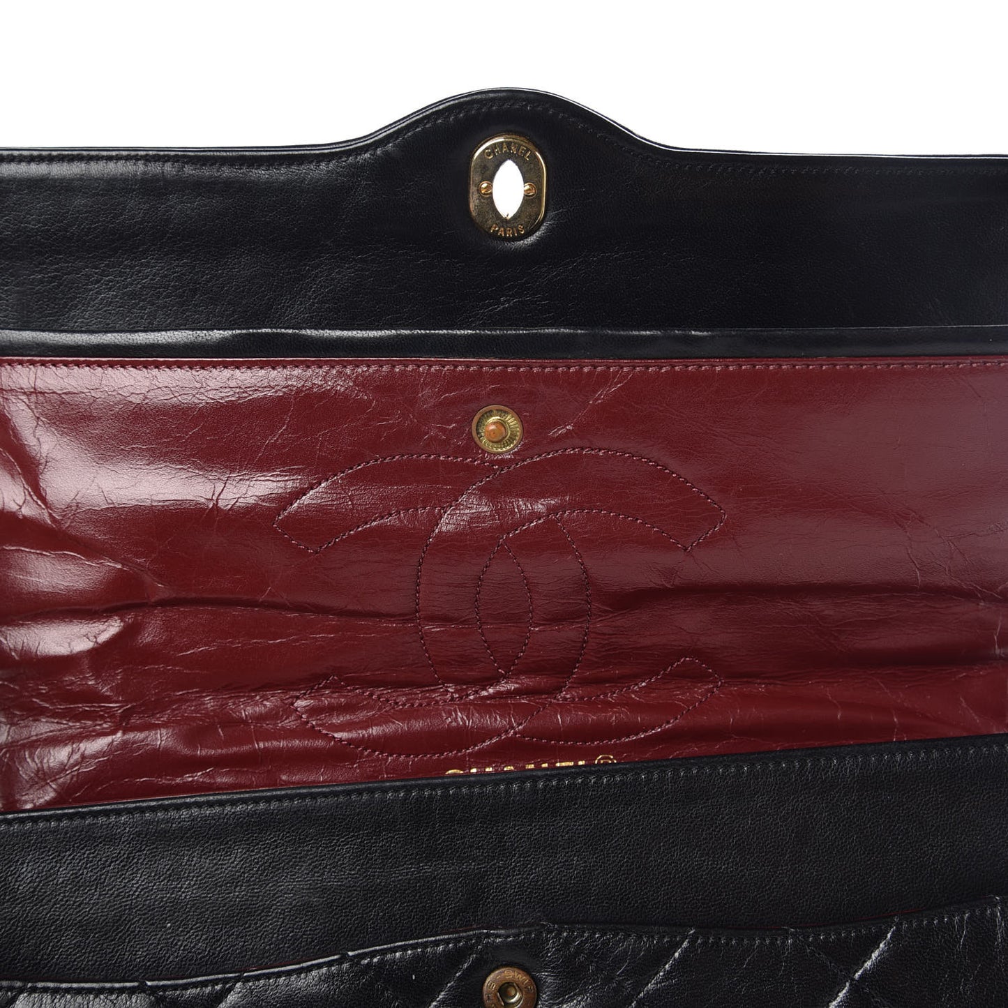 Lambskin Quilted Medium Double Flap Black