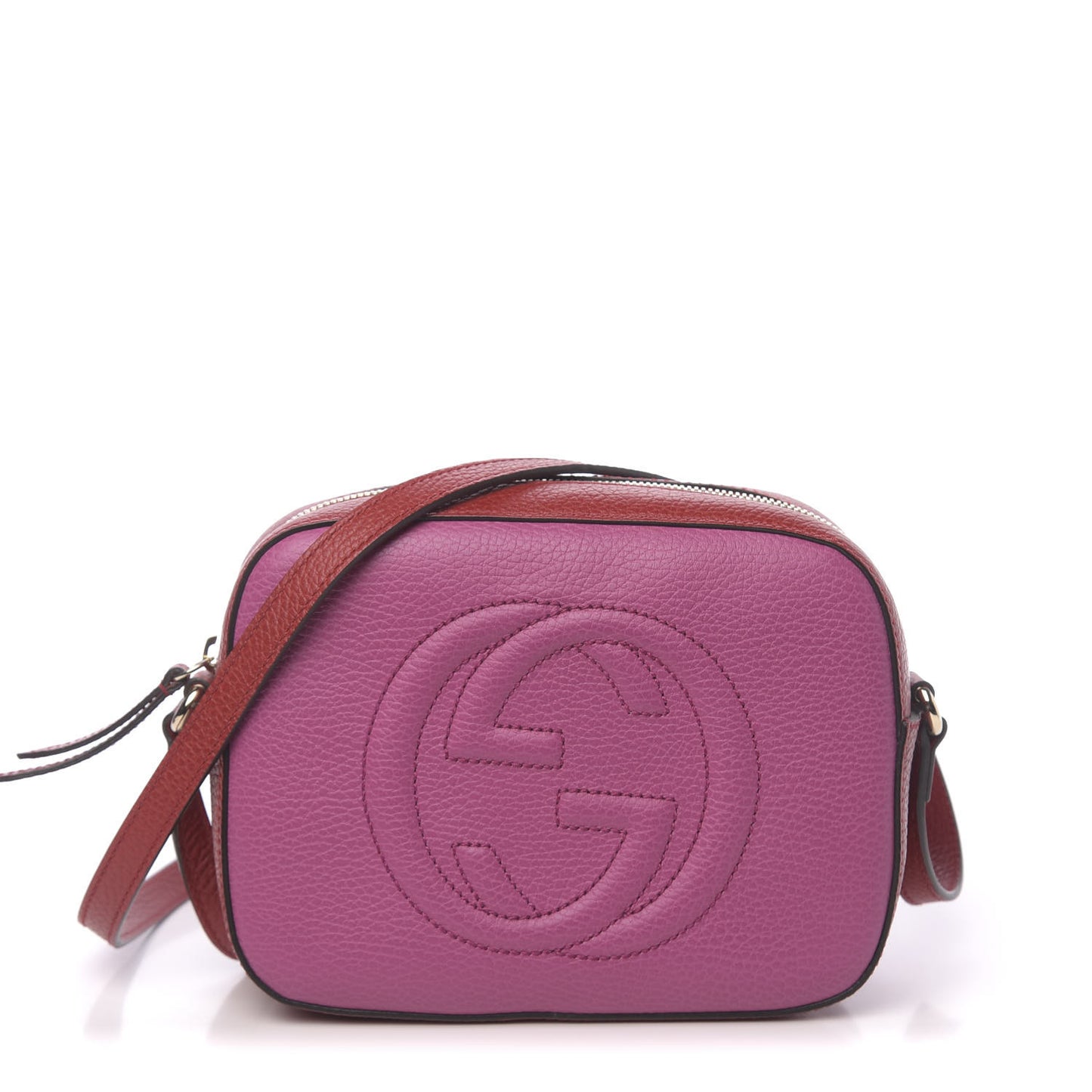 Dollar Calfskin Bi-Color Small Soho Disco Bag New Rosette Hibiscus Red