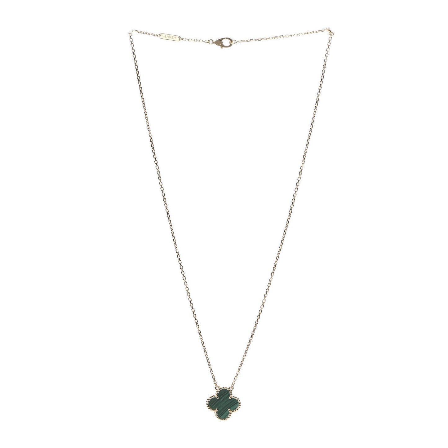18K Yellow Gold Malachite Vintage Alhambra Pendant Necklace