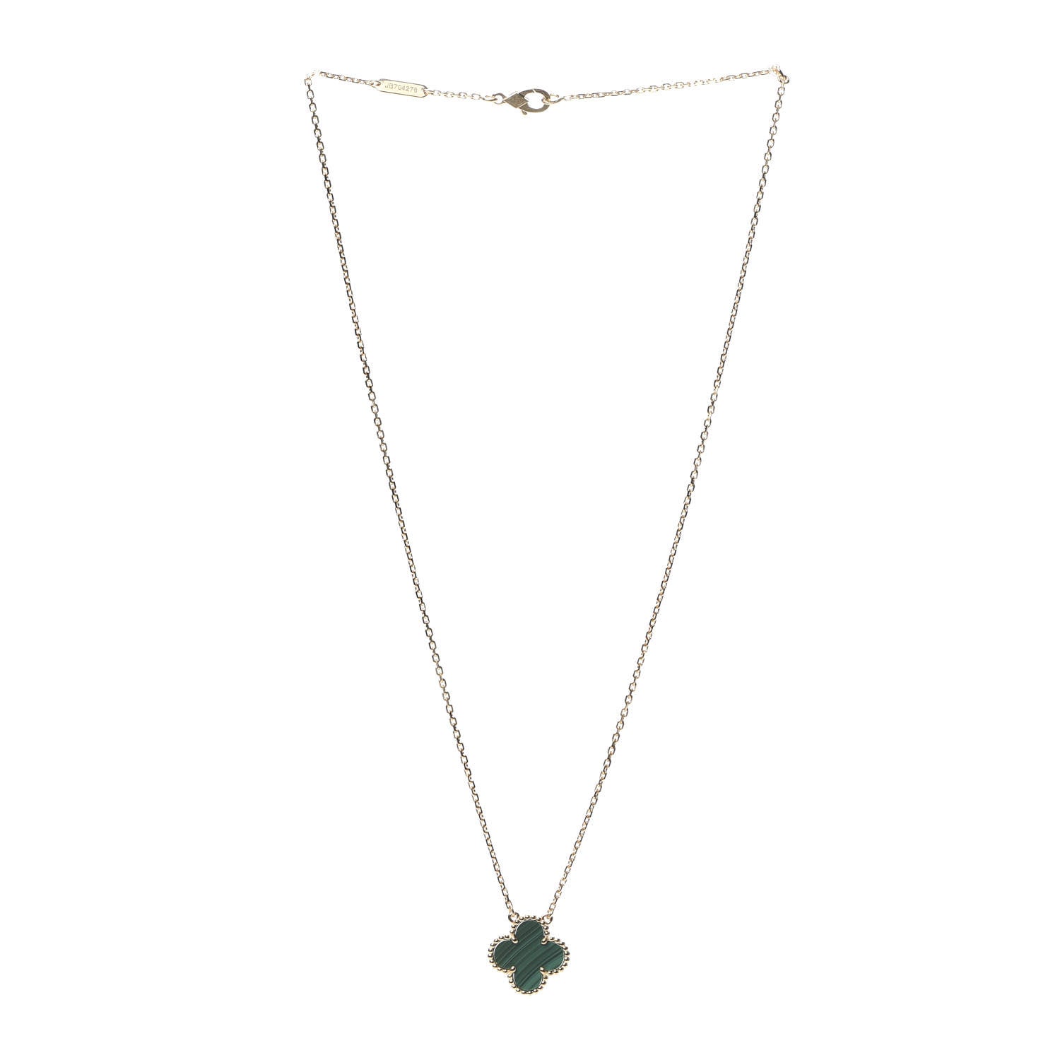 Van Cleef & Arpels 18K Yellow Gold Malachite Vintage Alhambra Pendant Necklace 3 of 8