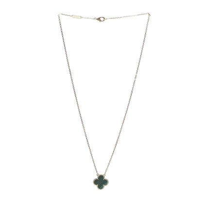 Van Cleef & Arpels 18K Yellow Gold Malachite Vintage Alhambra Pendant Necklace 3 of 8