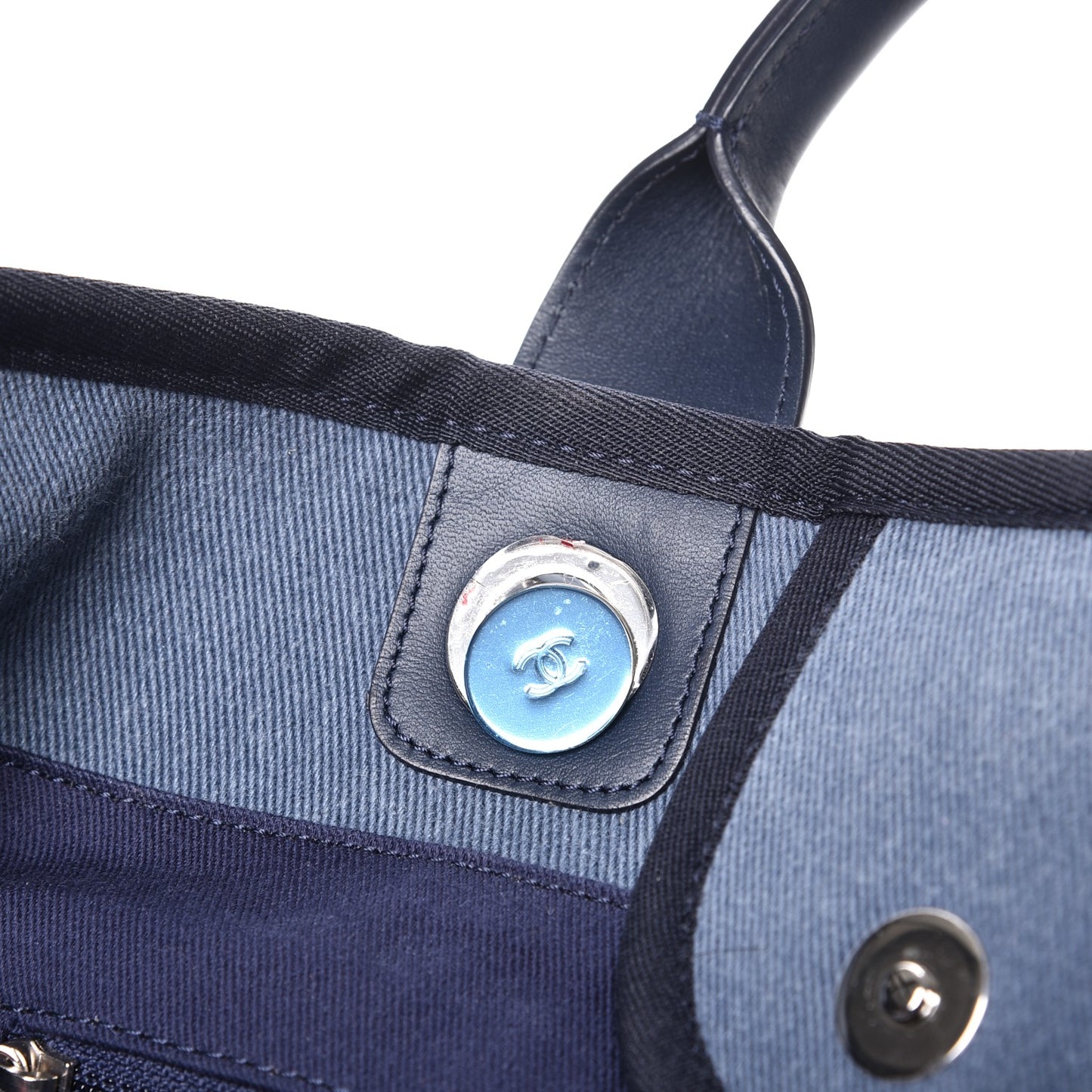 Canvas Sequin Large Deauville Tote Navy