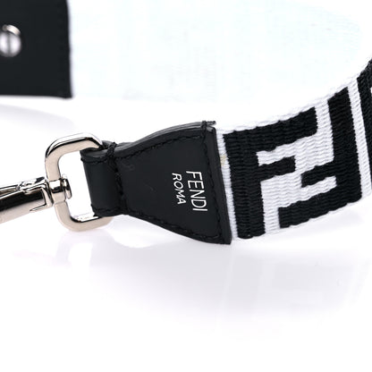 Fendi Canvas Calfskin FF 1974 Studded Strap You Black White 3 of 6