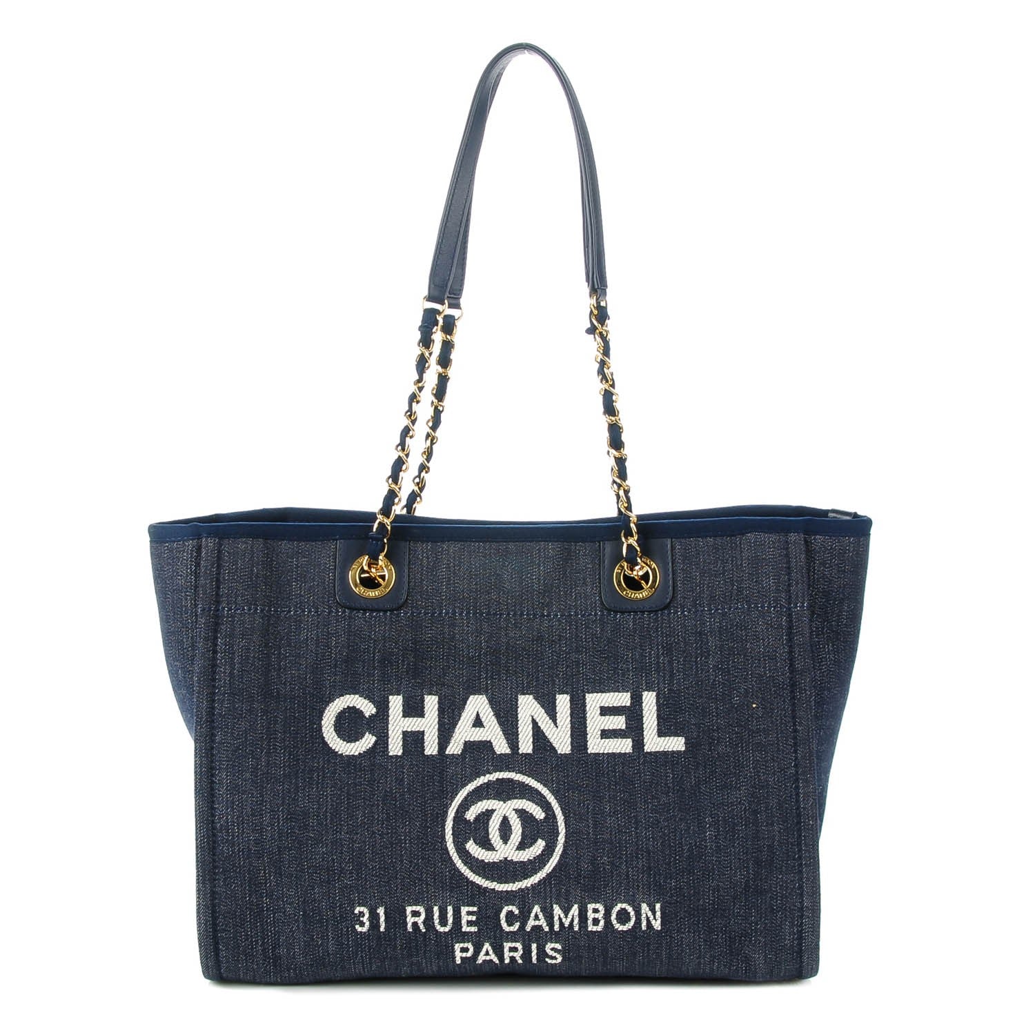 Chanel Canvas Small Deauville Tote Dark Blue 2 of 8