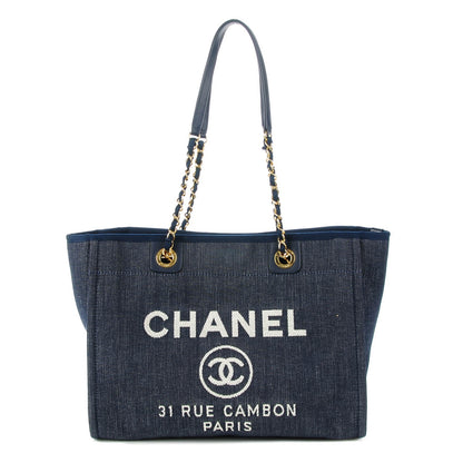 Chanel Canvas Small Deauville Tote Dark Blue 2 of 8