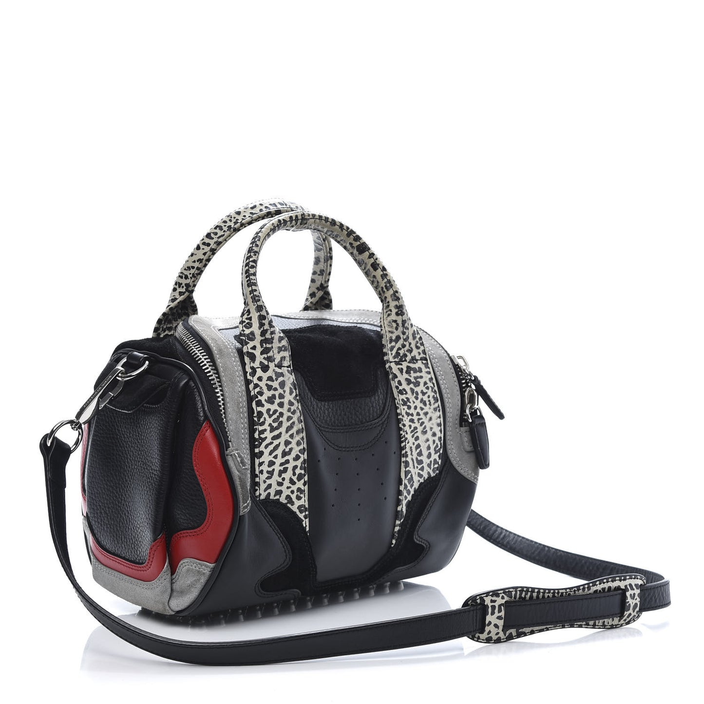 Pebbled Lambskin Suede Sneaker Rockie White Black Silver Hardware