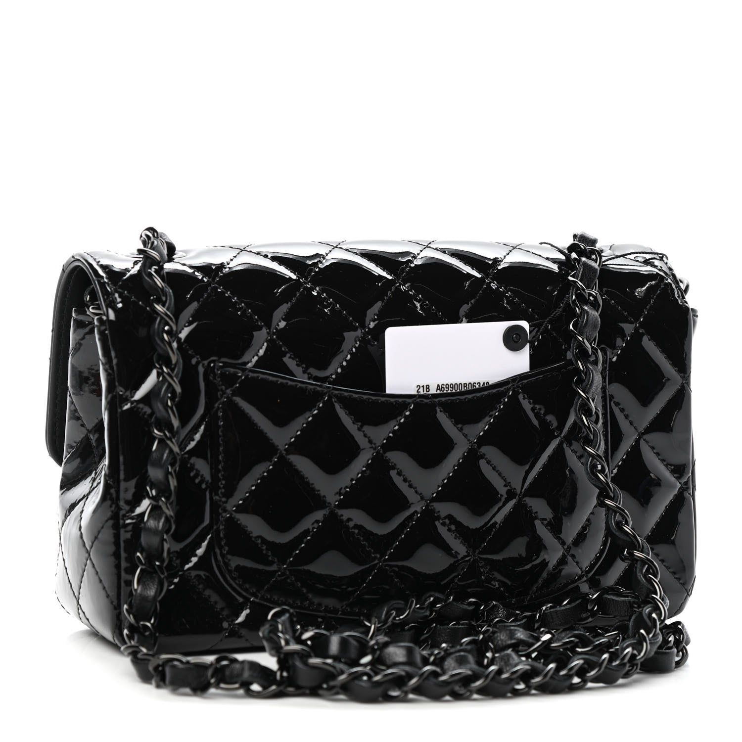Chanel Patent Calfskin Quilted Mini Rectangular Flap So Black 2 of 4