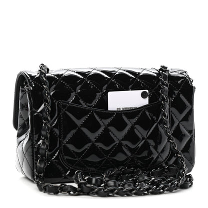 Chanel Patent Calfskin Quilted Mini Rectangular Flap So Black 2 of 4