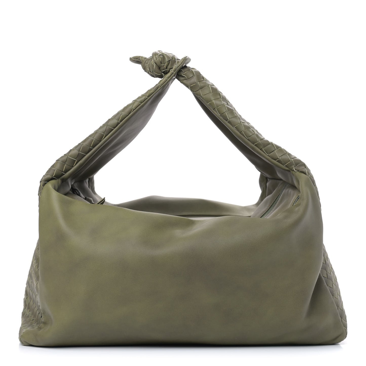 Nappa Intrecciato Large Knot Hobo Olive