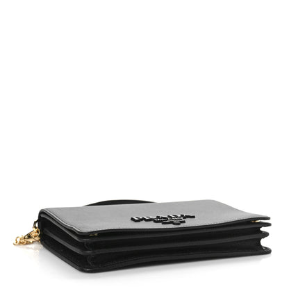 Prada Saffiano Lux Monochrome Chain Wallet Black Black 3 of 7