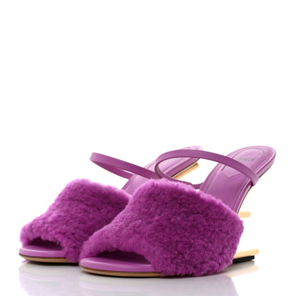 Fendi Shearling Vitello Fendi First 95mm Slide Sandals 38 Bouganville Colorado 3 of 8