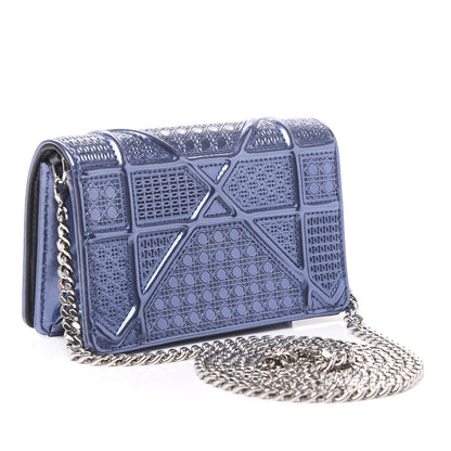 Christian Dior Metallic Patent Micro-Cannage Baby Diorama Flap Bag Blue 2 of 10