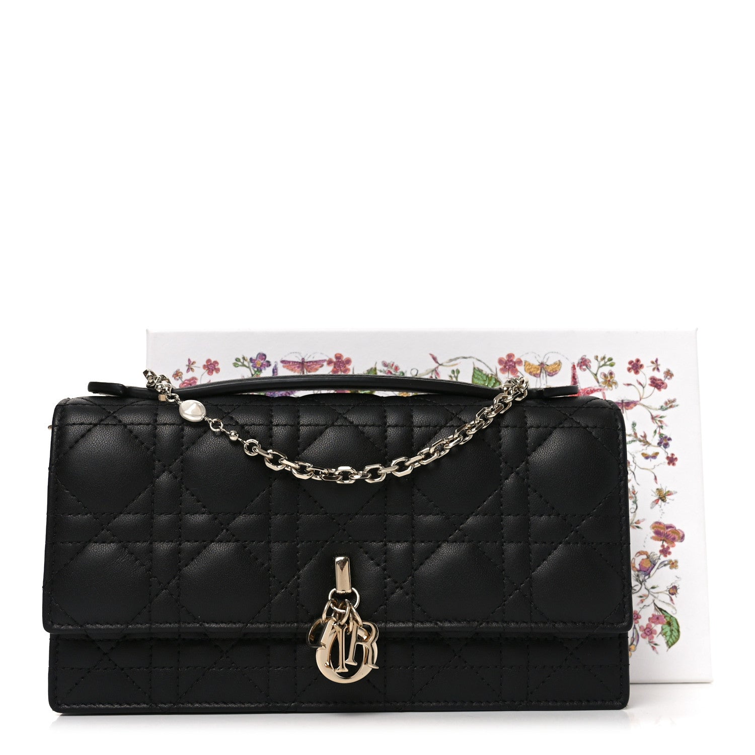 Christian Dior Lambskin Cannage Lady Dior Phone Pouch Black