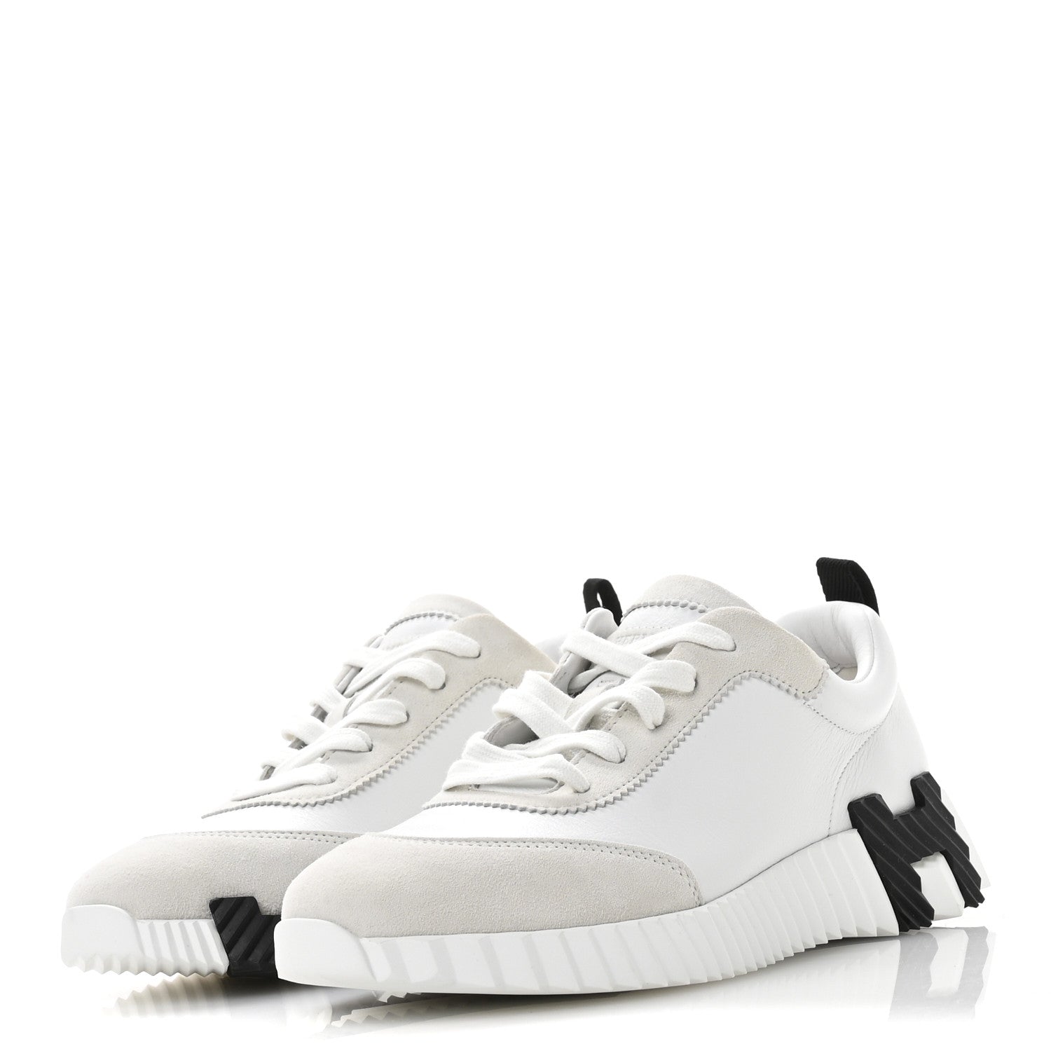 Hermes Calfskin Suede Goatskin Bouncing Sneakers 36.5 White 4 of 8