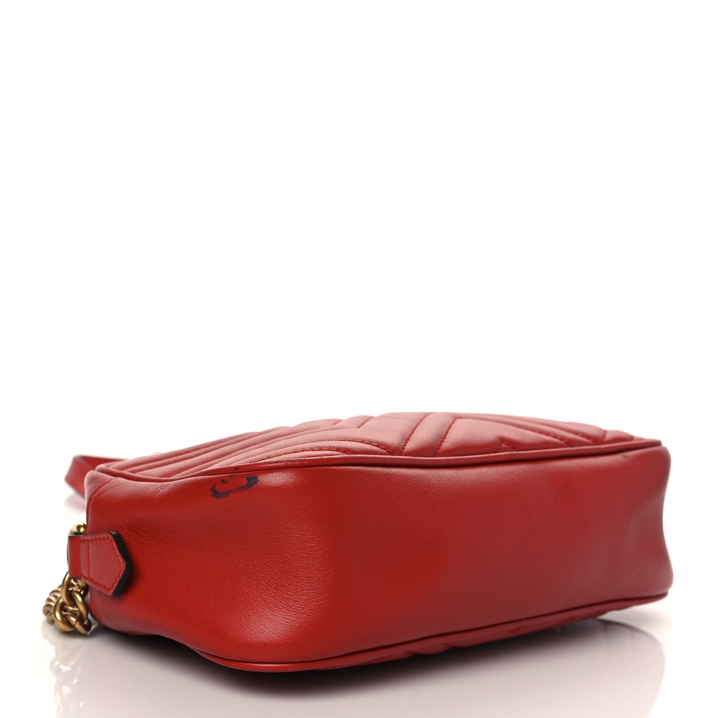 Calfskin Matelasse Small GG Marmont Chain Shoulder Bag Hibiscus Red