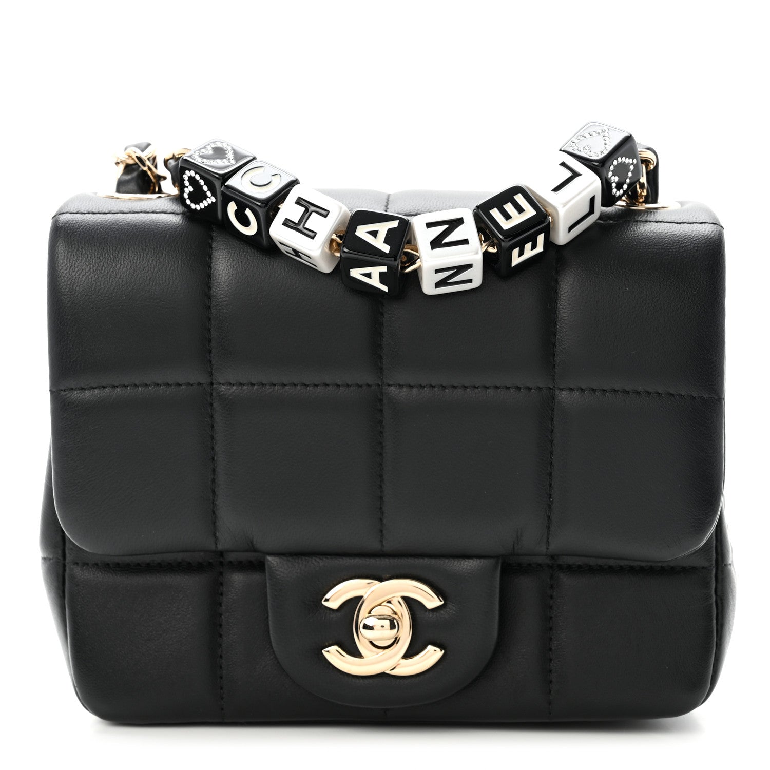 Chanel Lambskin Resin Crystal Square Quilted Mini Monacoco Flap Black 1 of 12