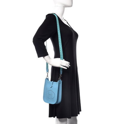 Hermes Taurillon Clemence Amazone Evelyne TPM Bleu Du Nord Vert Verone 2 of 11