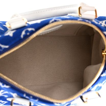 Louis Vuitton Jacquard Velvet Monogram LV Match Speedy Bandouliere 20 Blue 5 of 9