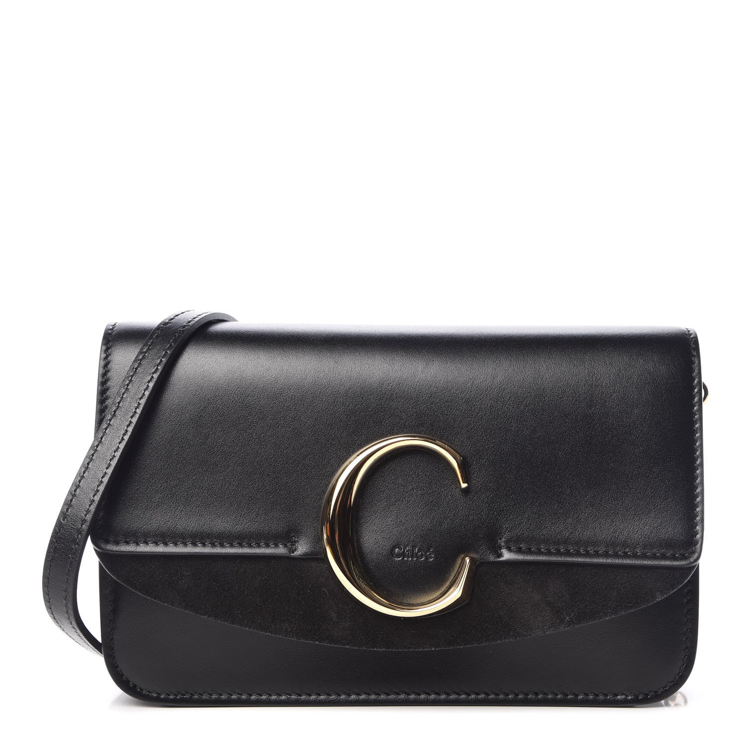Chloe Calfskin Suede C Clutch With Chain Black 1 of 9
