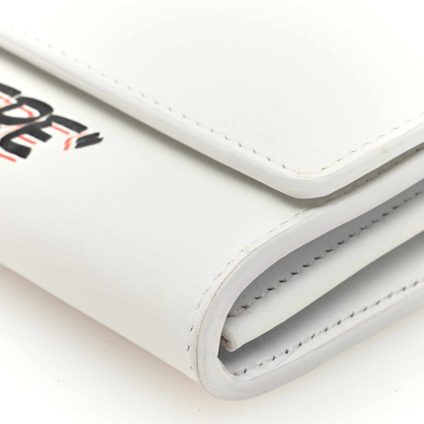 Calfskin Jitney Logo Flap Wallet On Chain White