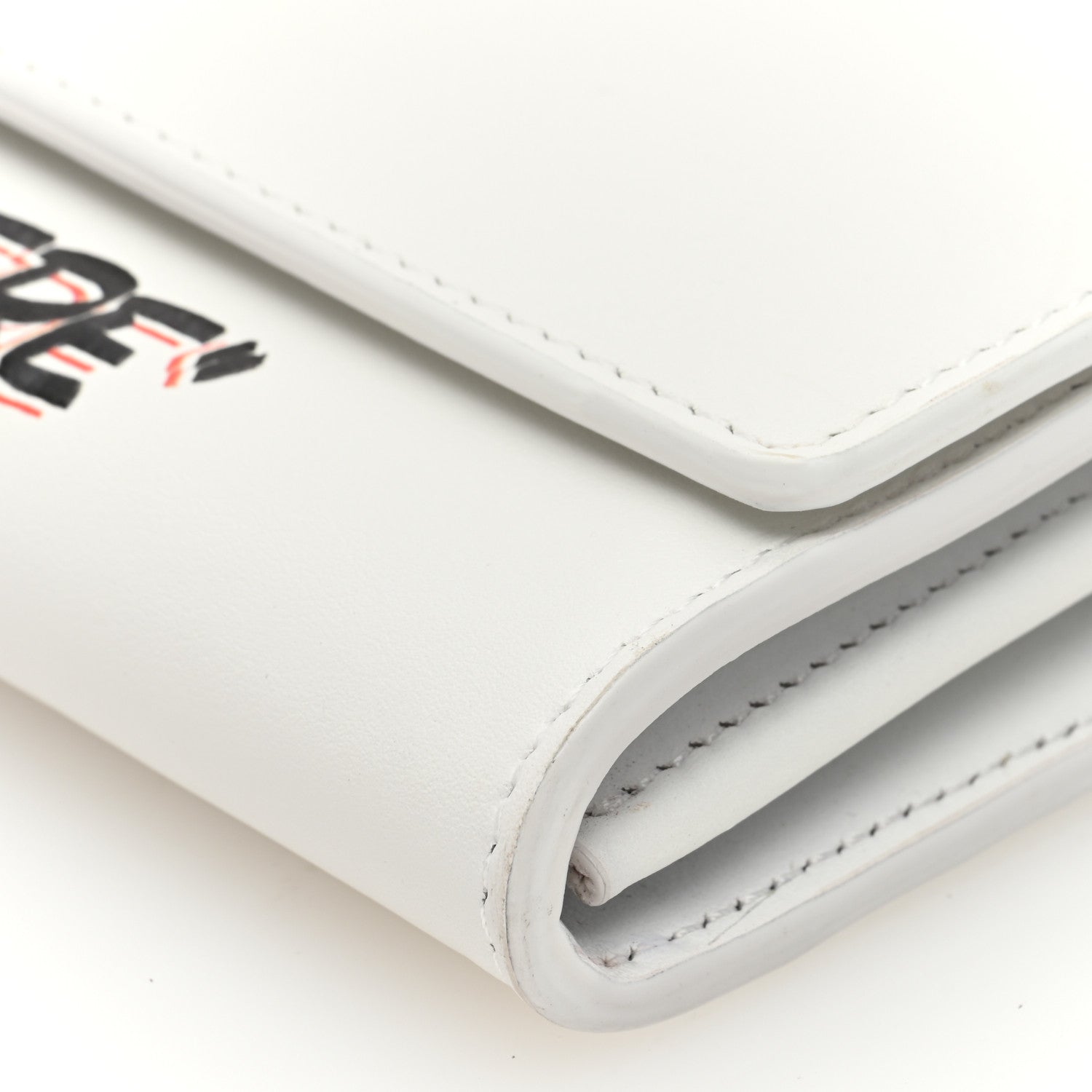 Off-White Calfskin Jitney Logo Flap Wallet On Chain White 9 of 10