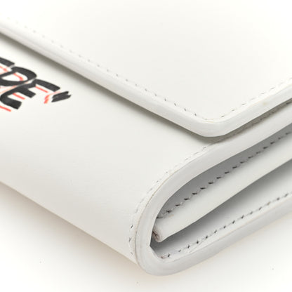 Off-White Calfskin Jitney Logo Flap Wallet On Chain White 9 of 10