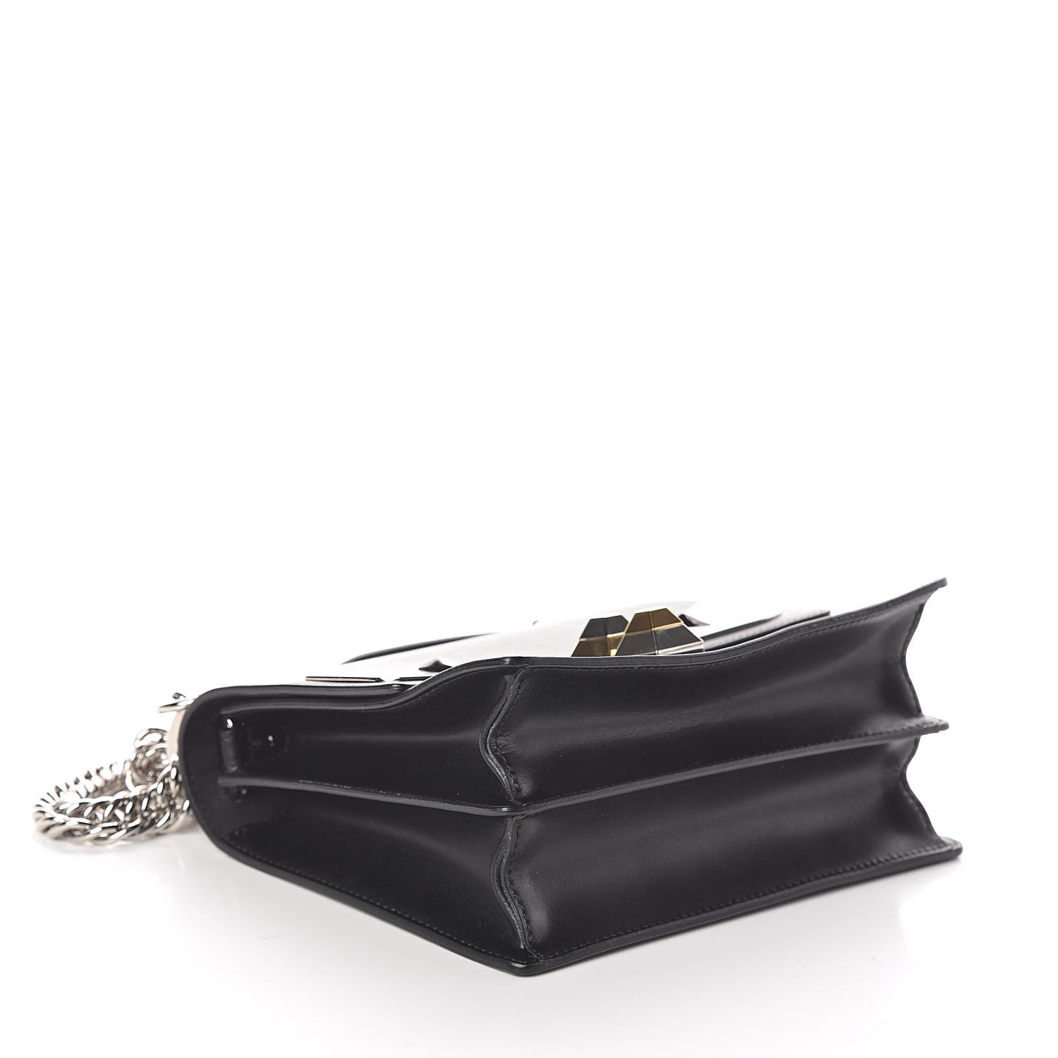 Fendi Vitello Liberty Lucido Metal Monster Eyes Studded Small Kan I Shoulder Bag Black 4 of 9