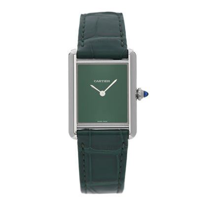 Cartier Stainless Steel Alligator 25mm Must de Cartier Tank Quartz Watch Green 1 of 5