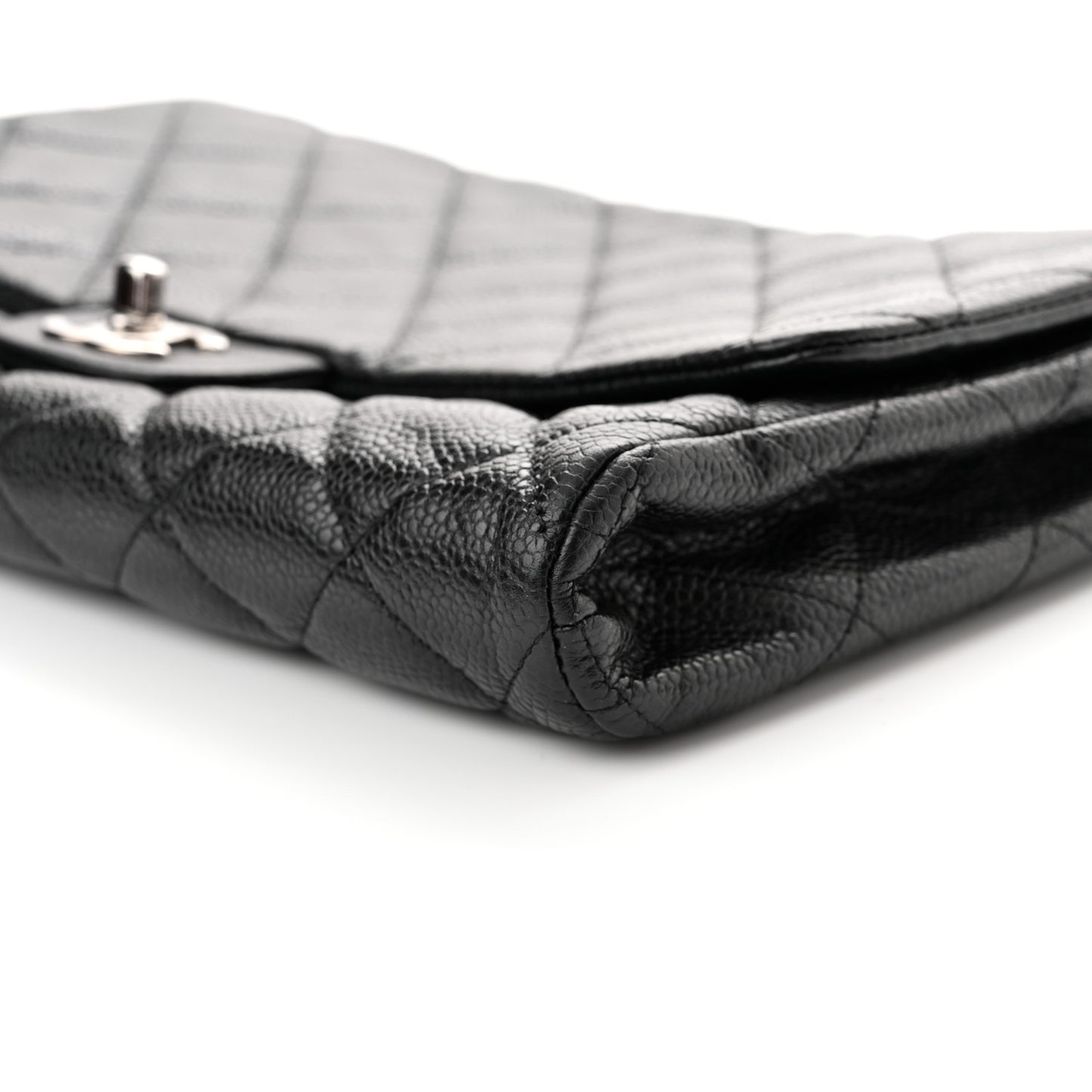 Caviar Quilted Clutch With Chain Flap Black