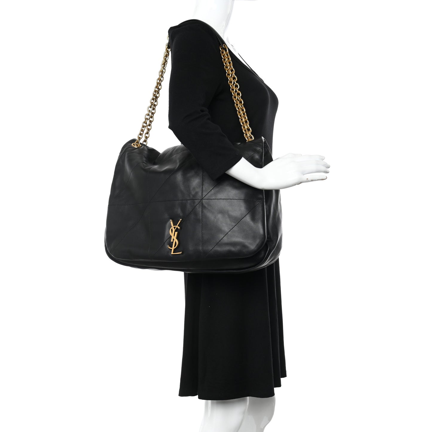 Lambskin Matelasse Monogram Large Jamie 4.3 Black