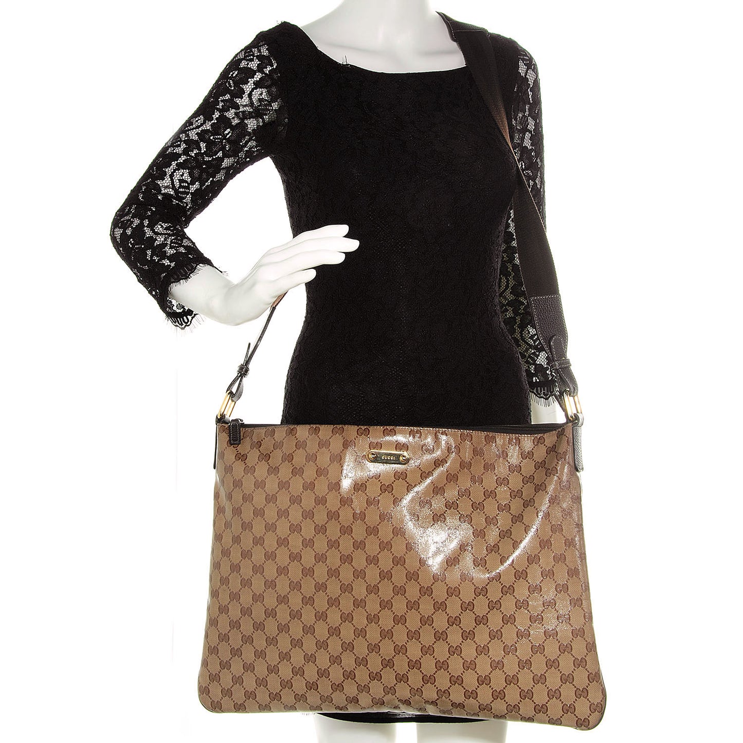 Crystal Monogram Messenger Bag Brown