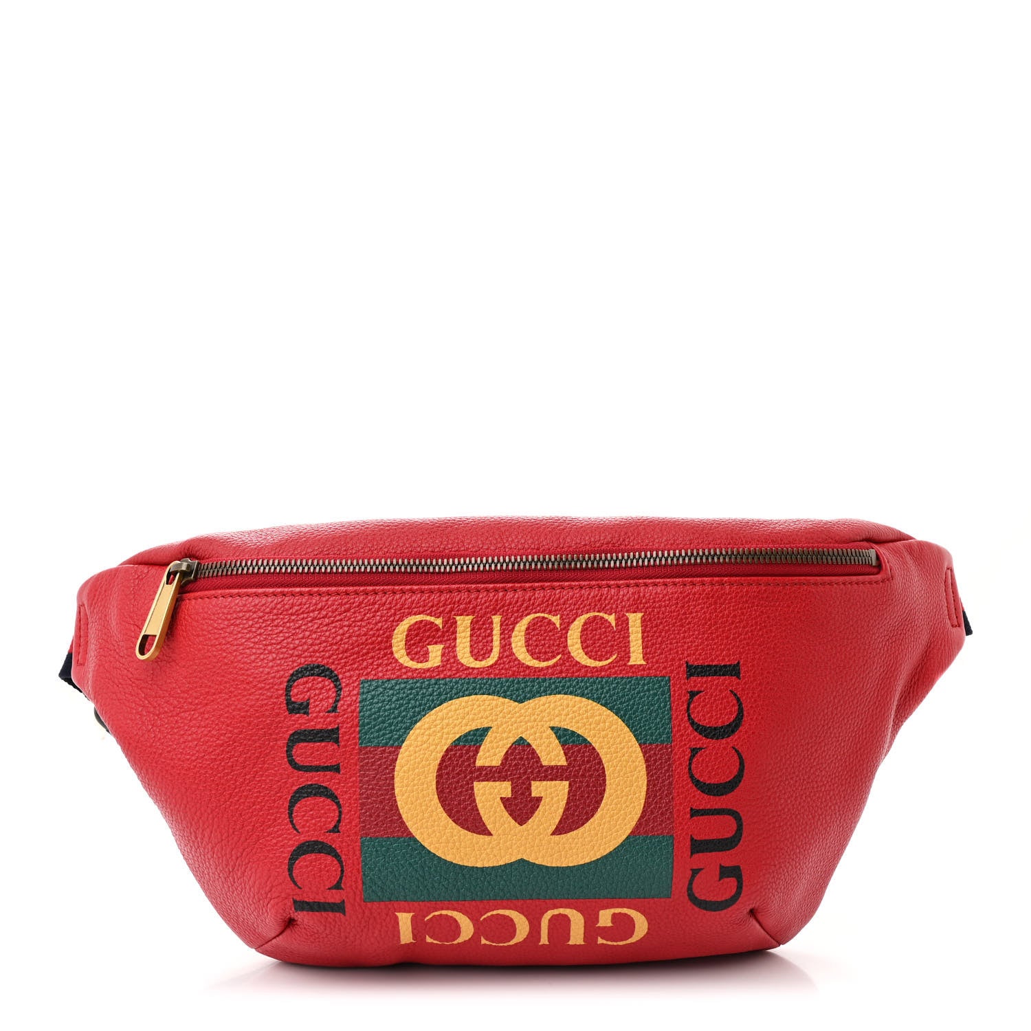 Gucci Grained Calfskin Logo Belt Bag Hibiscus Red 1 of 10