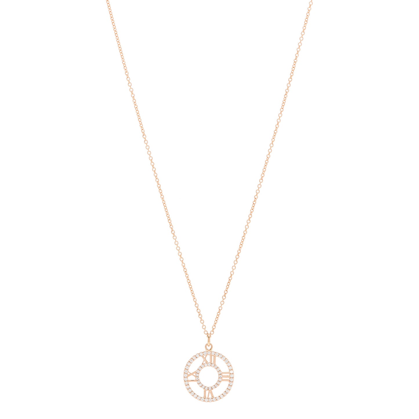 18K Rose Gold Diamond Small Atlas Open Pave Pendant Necklace