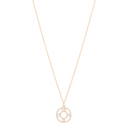 Tiffany 18K Rose Gold Diamond Small Atlas Open Pave Pendant Necklace 1 of 6