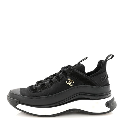 Chanel Velvet Calfskin Mixed Fibers CC Sneakers 37 Black 1 of 10