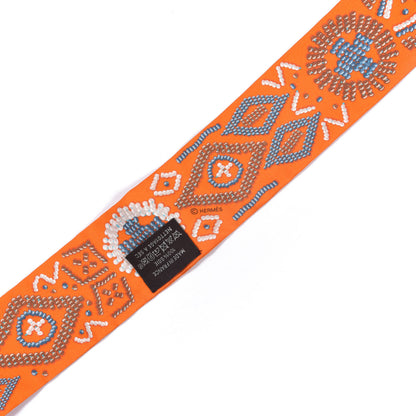 Hermes Silk Kelly En Perles Twilly Orange Bleu Gris Perle 3 of 4